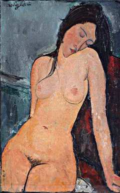 Модильяни сидящая обнаженная